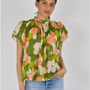 Trovata - Carla Highneck Shirt -Green Floral
